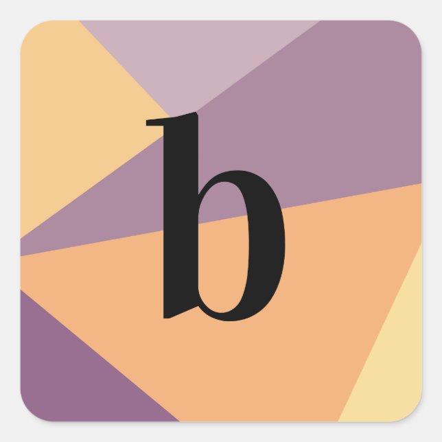 Modern Sunset Monogram Bold Initial Letter Square Sticker (Front)