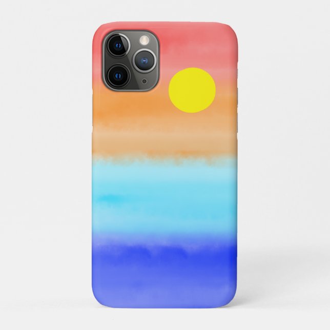 Modern Sunset on beach watercolor Retro gradient Case-Mate iPhone Case (Back)