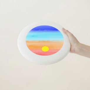 Modern Sunset on beach watercolor Retro gradient Wham-O Frisbee