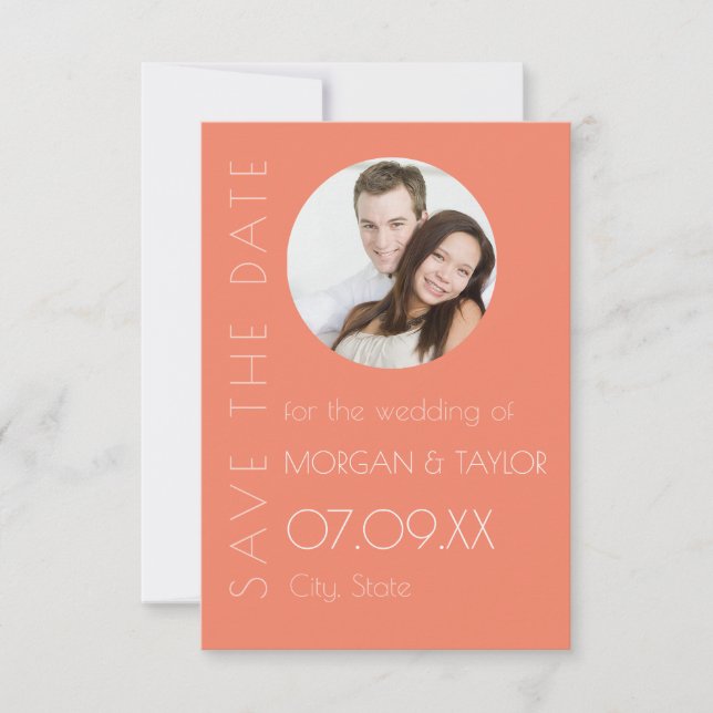 Modern Sunset Orange Tonal Photo Save the Date Invitation (Front)