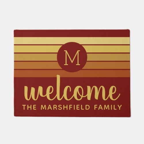 Modern Sunset Stripe Pattern for Family Welcome Doormat