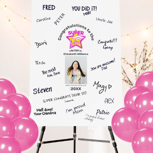 Modern Super Grad Pink Editable Guest Signature Foam Board