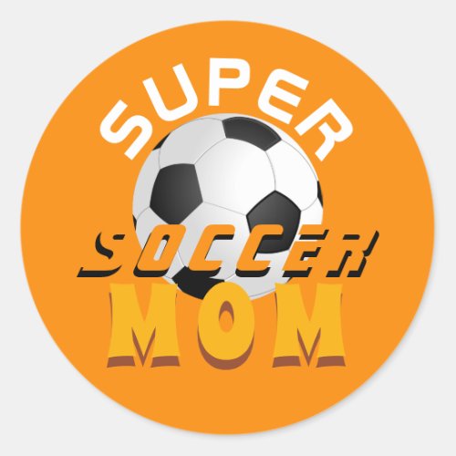 Modern Super Soccer Mom Football Sport Classic Round Sticker