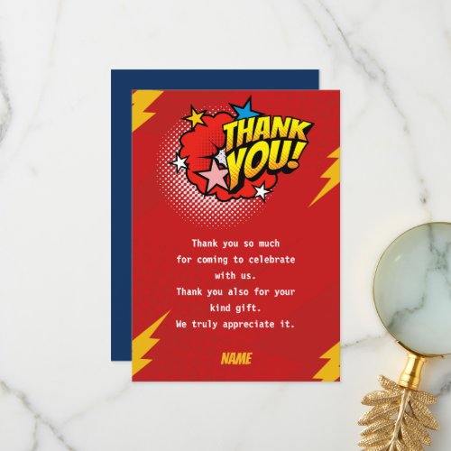 Modern Superhero boy birthday  Thank You Card