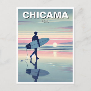 Modern Surfer Sunset  Chicama Peru Postcard