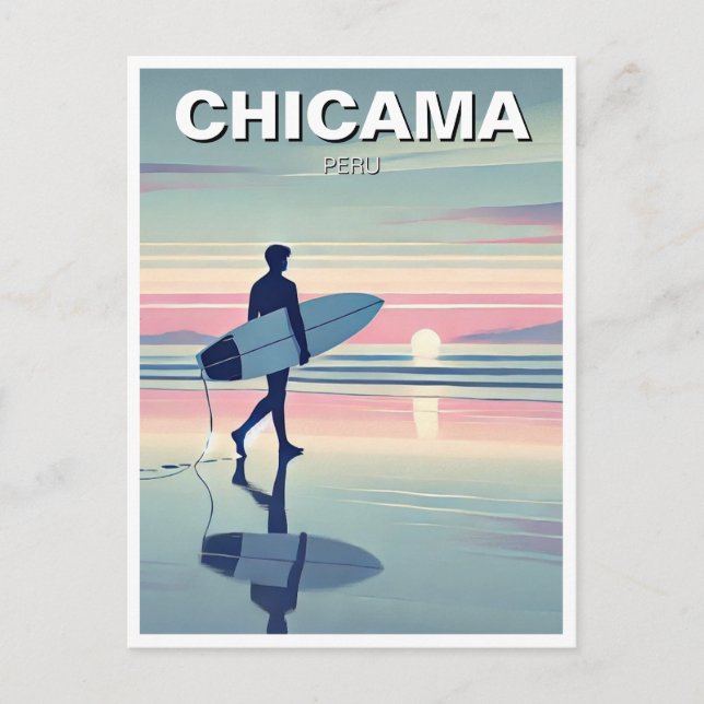 Modern Surfer Sunset  Chicama Peru Postcard (Front)