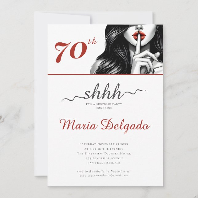 Modern Surprise 70th Birthday Party Invitation (Front)