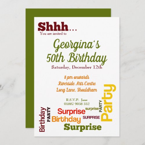 Modern Surprise Birthday Party Invitation