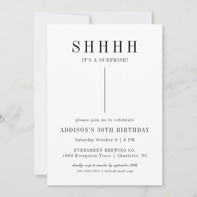 modern surprise party invitation  (Front)