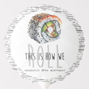 Modern Sushi Adult Birthday Photo Balloon