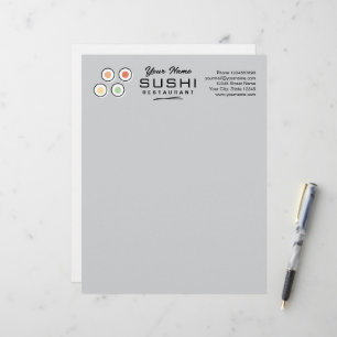 Modern sushi restaurant letterhead paper with logo