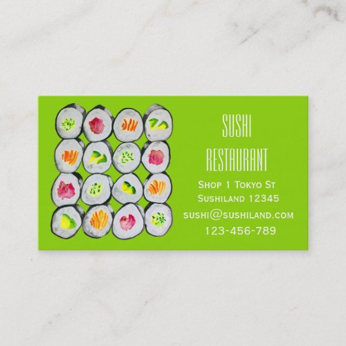 Modern Sushi restaurant or catering business Busin Business Card