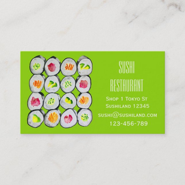 Modern Sushi restaurant or catering business Busin Business Card (Front)