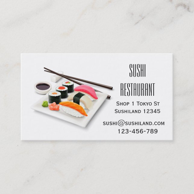Modern Sushi restaurant or catering business Business Card (Front)