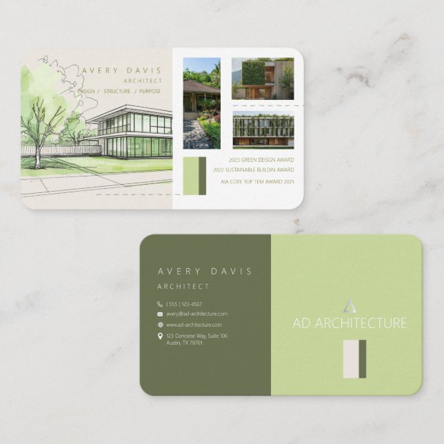 Modern Sustainable Architect Business Card (Front/Back)
