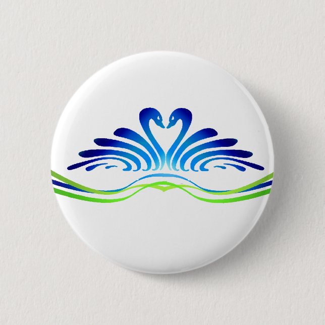 MODERN SWANS & HEART by SHARON SHARPE Pinback Button (Front)
