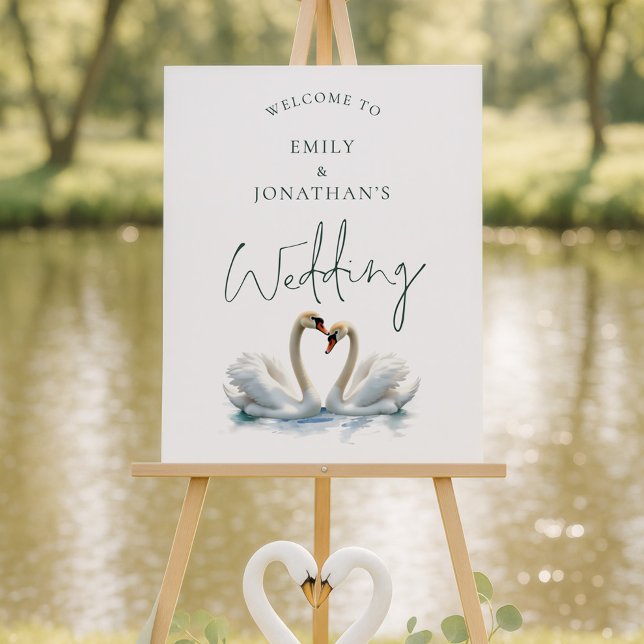 Modern Swans Welcome To Wedding Foam Board (Creator Uploaded)