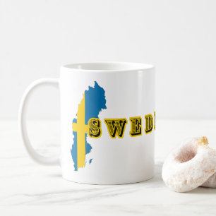 Modern sweden swedish Art Letter map Flag Souvenir Coffee Mug