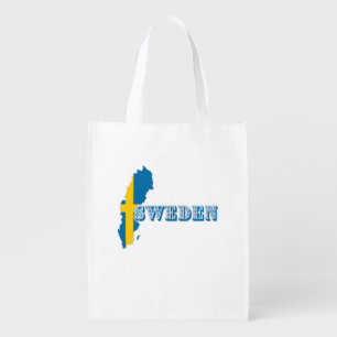 Modern sweden swedish Art Letter map Flag Souvenir Grocery Bag