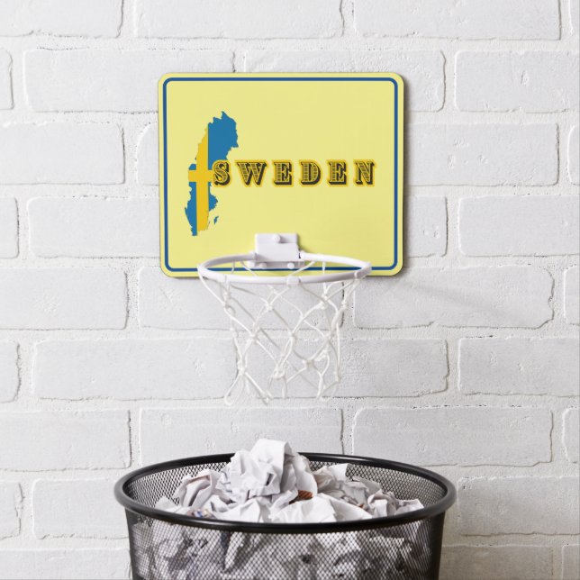 Modern sweden swedish Art Letter map Flag Souvenir Mini Basketball Hoop (In Situ)