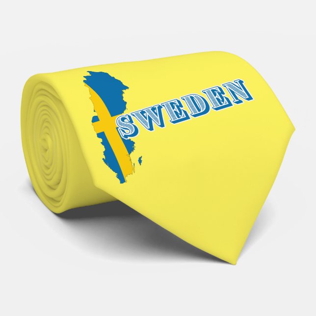 Modern sweden swedish Art Letter map Flag Souvenir Neck Tie (Rolled)