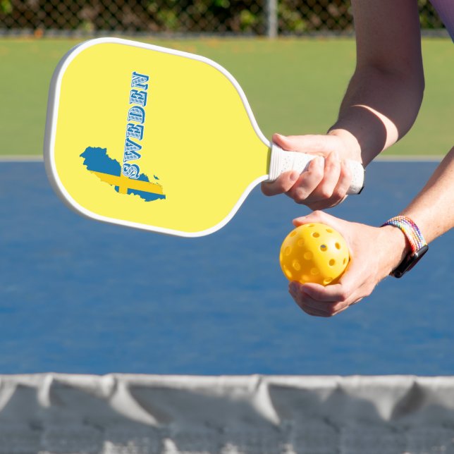 Modern sweden swedish Art Letter map Flag Souvenir Pickleball Paddle (Insitu)