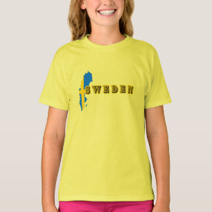 Modern sweden swedish Art Letter map Flag Souvenir T-Shirt
