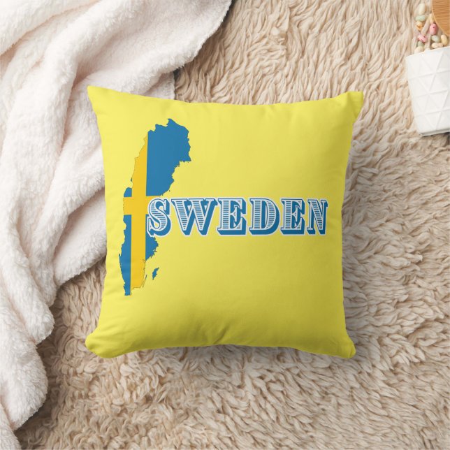 Modern sweden swedish Art Letter map Flag Souvenir Throw Pillow (Blanket)