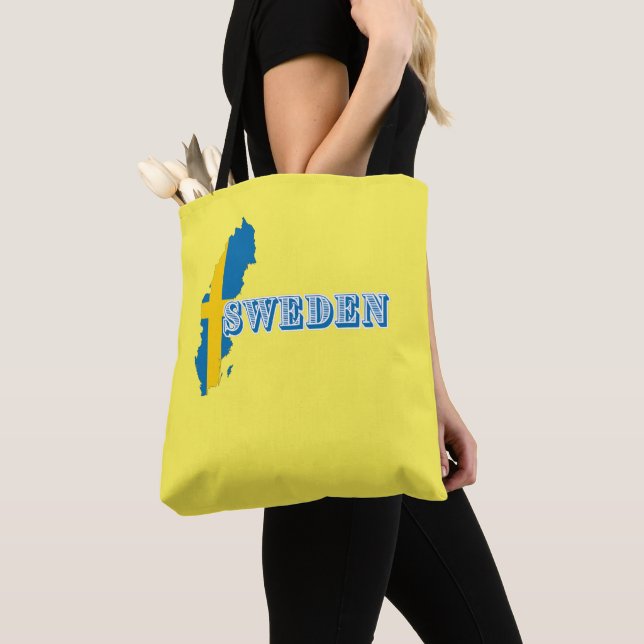 Modern sweden swedish Art Letter map Flag Souvenir Tote Bag (Close Up)