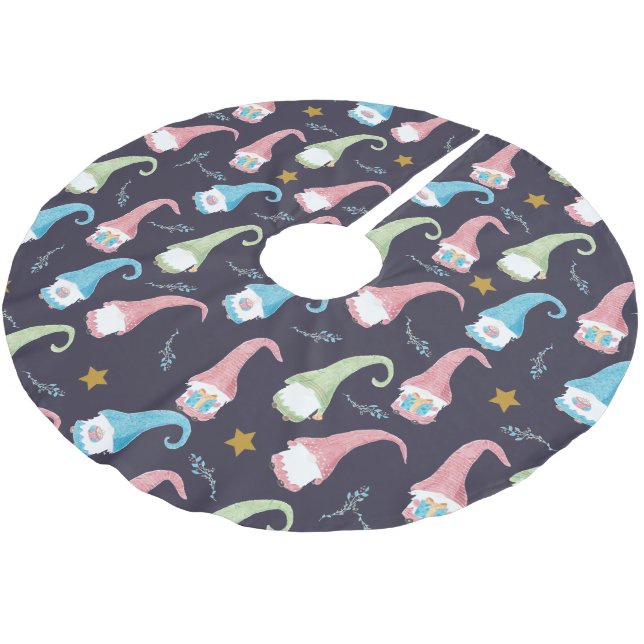 Modern Swedish gnomes pattern tree skirt (Angled)