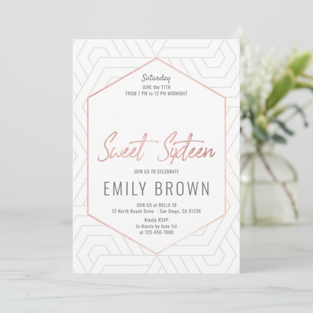 Modern Sweet 16 invitation (Standing Front)