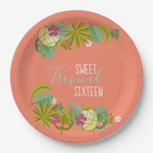 Modern Sweet 16 Luau 16th Birthday Party Paper Plates
