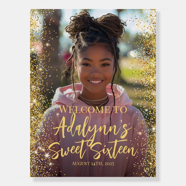 Modern sweet 16 photo welcome sign Foam Board (Front)