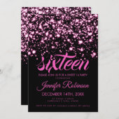 Modern Sweet 16 Pink Midnight Glam Invitation (Front/Back)