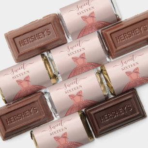 Modern Sweet 16 Rose Gold Glitter Script Birthday Hershey's Miniatures