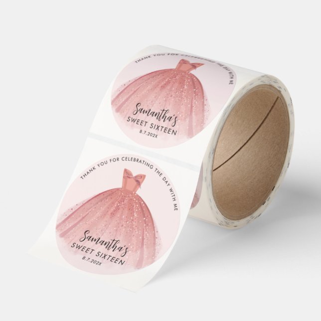 Modern Sweet 16 Script Birthday Thank You Classic Round Sticker (Roll)