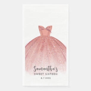 Modern Sweet 16 Script Dress 16th Birthday Custom Paper Guest Towels