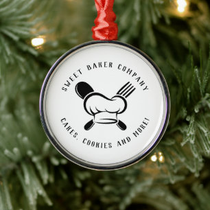 Modern Sweet Bakery Business Metal Ornament