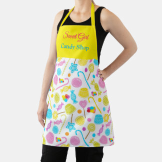 Modern Sweet Candy Pattern Cute Custom Name Apron