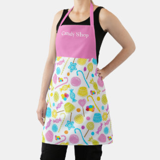 Modern Sweet Candy Pattern Cute Custom Name Apron