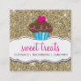 MODERN SWEET cute cupcake bakery pink gold glitter Square Business Card