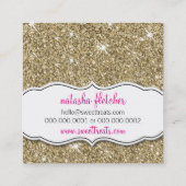 MODERN SWEET cute cupcake bakery pink gold glitter Square Business Card (Back)