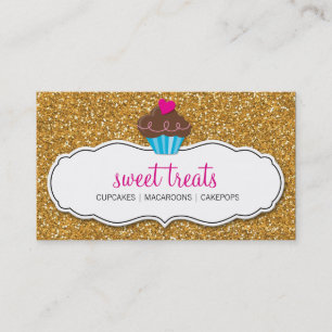 MODERN SWEET cute cupcake pink gold glitter Business Card