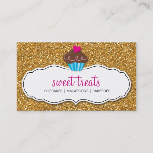 Customizable MODERN SWEET cute cupcake pink gold glitter Business Card