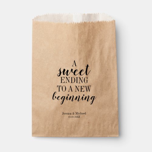 Modern Sweet Ending to a New Beginning Wedding Favor Bag
