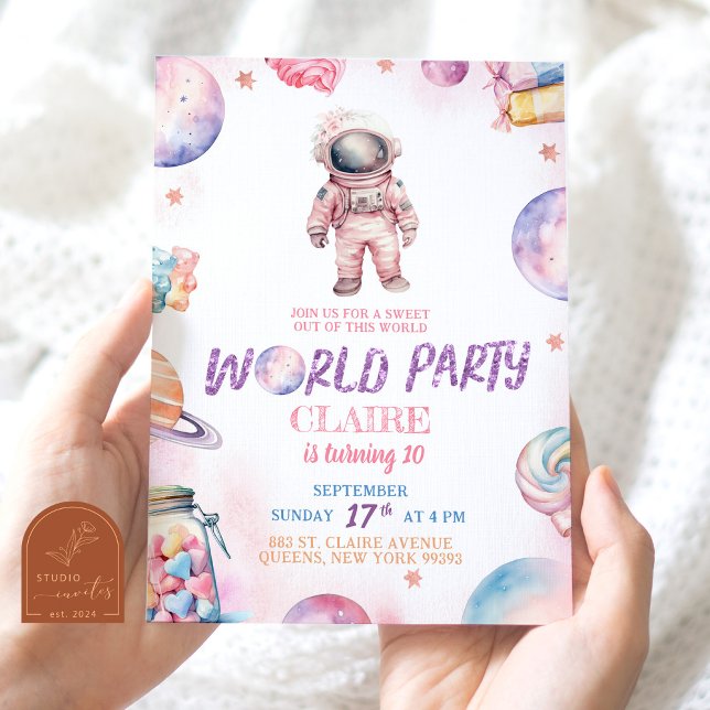 Modern Sweet Galaxy Out of This World Birthday Invitation (Creator Uploaded)