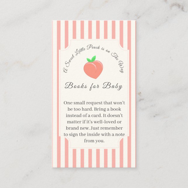 Modern Sweet Little Peach Baby Shower Enclosure Card (Front)