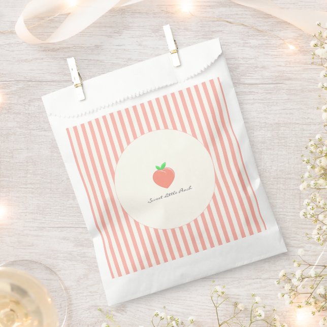 Modern Sweet Little Peach Stripes  Favor Bag (Clipped)