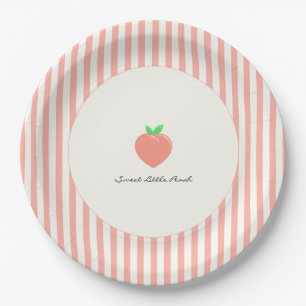 Modern Sweet Little Peach Stripes Paper Plates