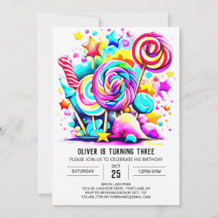 Modern Sweet Lollipop Birthday Invitation